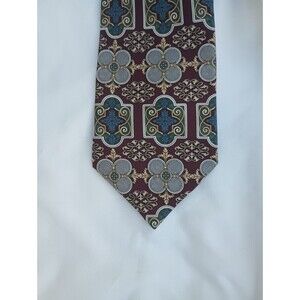 Claybrooke Men's Tie Medallion Print Pure Silk Made In USA